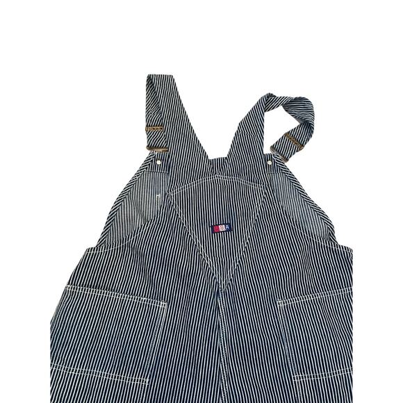 Vtg USA Works Sz 40x30 Railroad Stripe Adjustable Strap Carpenter Bib Overalls - Picture 4 of 13